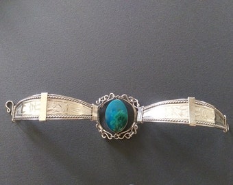 Silver and Turquoise Chain Bracelet