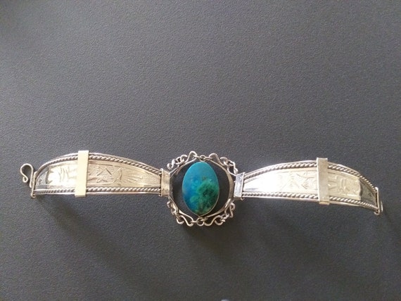 Silver and Turquoise Chain Bracelet - image 1