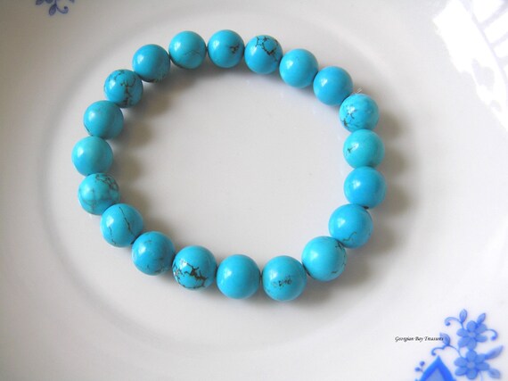 Details about   6-10mm Natural Turquoise Double Row Beaded Stretch Bracelet 