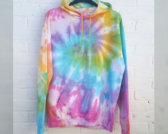 Pastel Tie Dye Hoodie Rainbow Unisex ALL SIZES