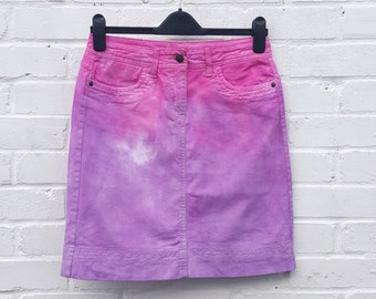 pastel pink denim skirt