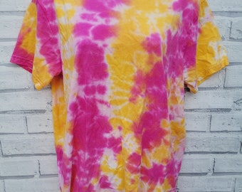 Pink & Yellow Tie Dye Shirt Unisex Hand Dyed