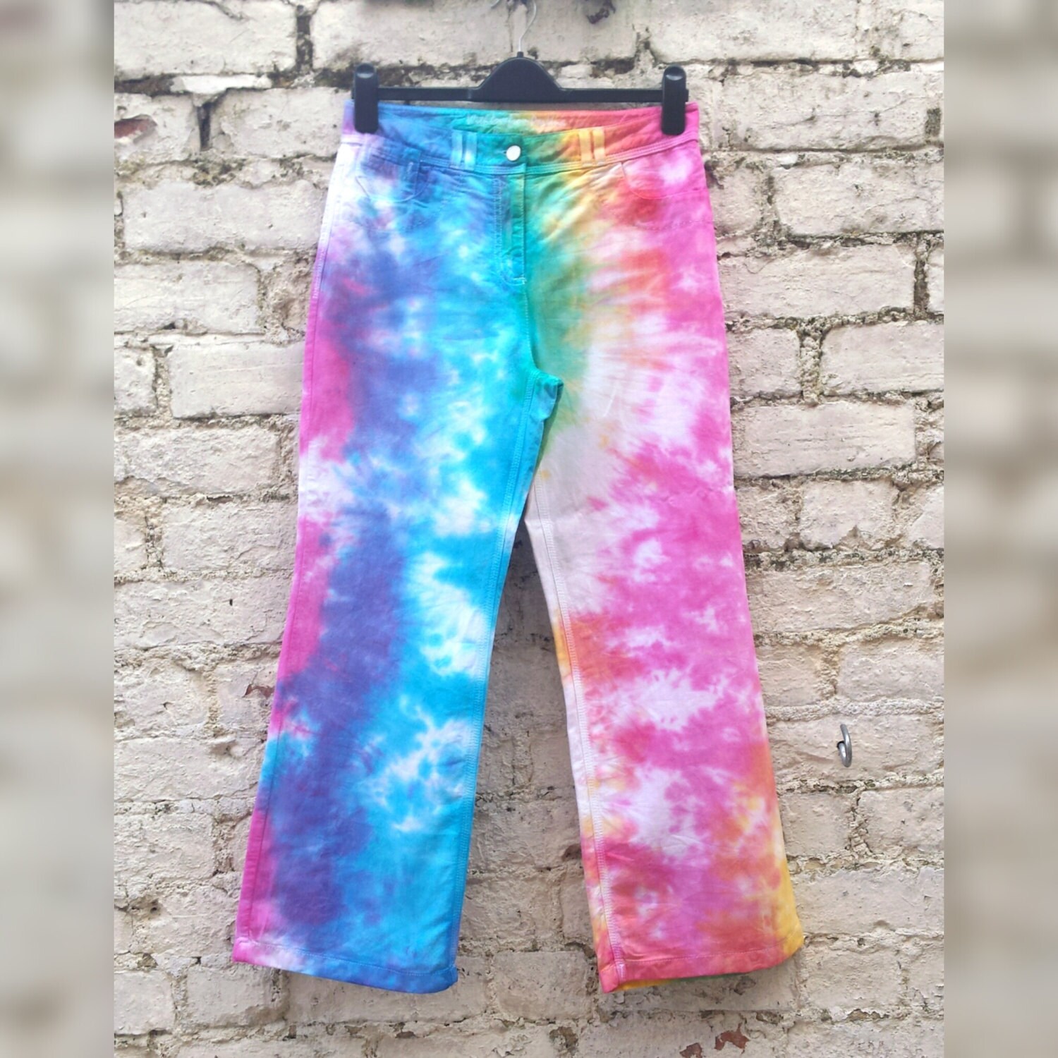 Rainbow Tie Dye Pants to fit UK size 10 Petite or US size 6 Etsy