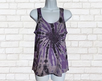 Tie Dye Tank Top | Organic Cotton | Womens | Purple & Black Hand Dyed in the UK