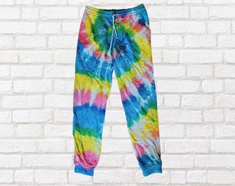 Rainbow Tie Dye Jogger Pants size M Unisex Sportswear
