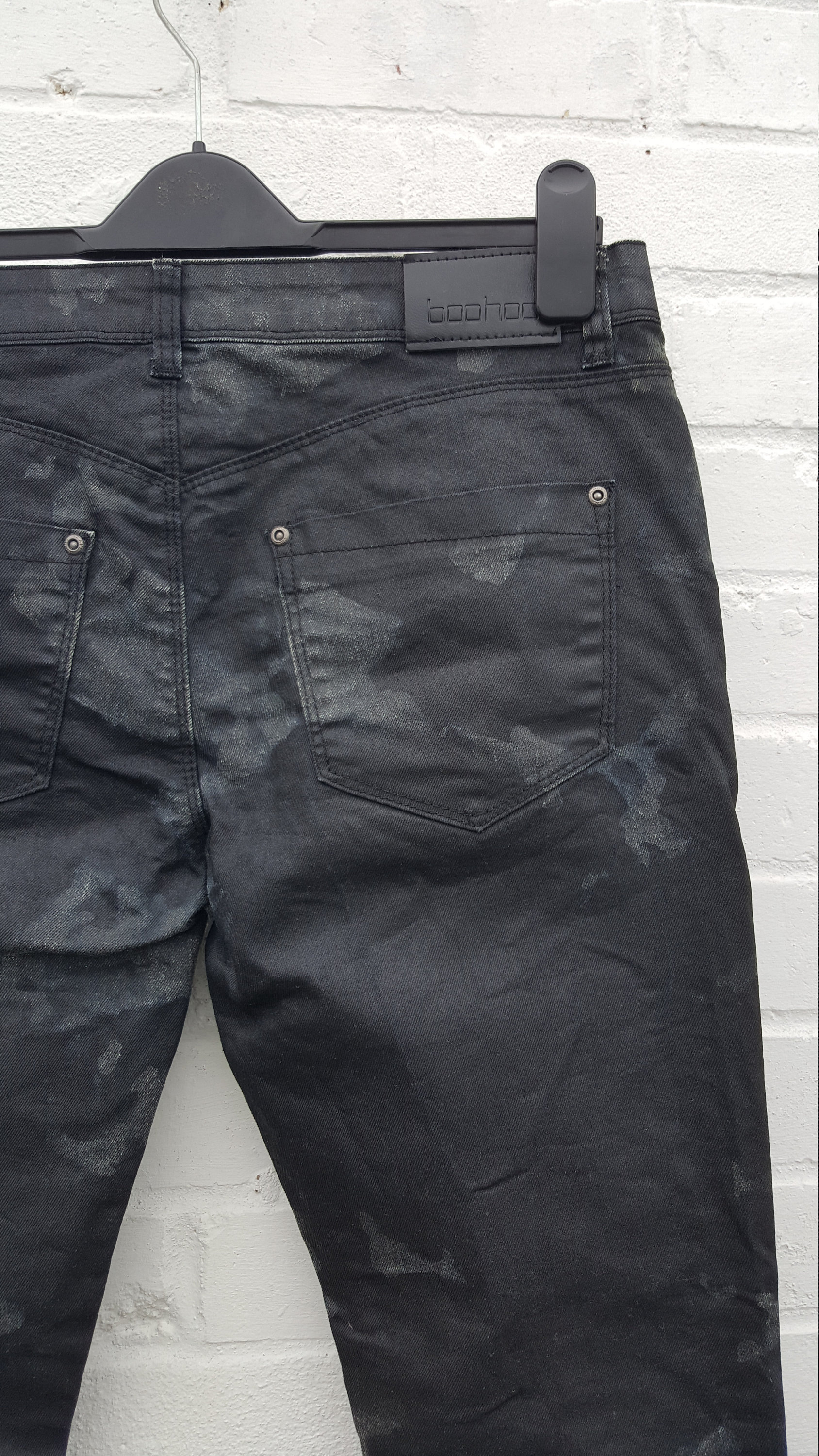 Black Ripped Skinny Jeans Bleach Dye to Fit UK Size 12 or US Etsy UK