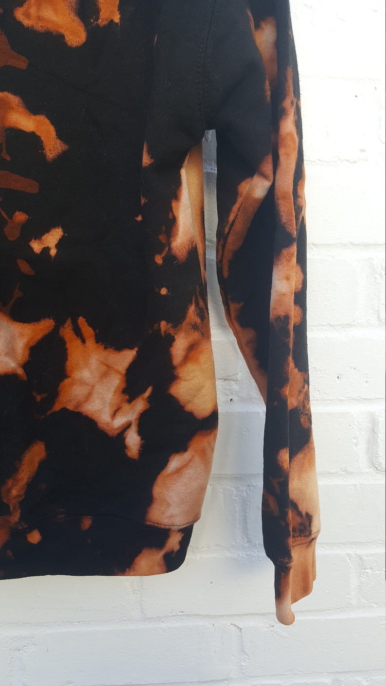 Hoodie Scrunch Acid Wash Bleach Dye Black Unisex Etsy UK