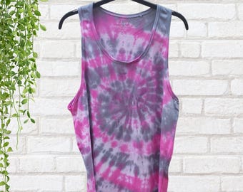 Herrlinne med tie dye-mönster | Rosa & Grå | Ekologisk bomull