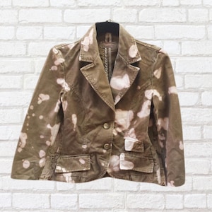 Tan Upcycled Bleached Denim Jacket | Petite Size UK 6 / US 2
