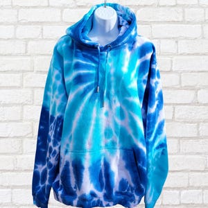 Ocean Blue Tie Dye Hoodie | Organic Cotton Sweatshirt | for Men and Women