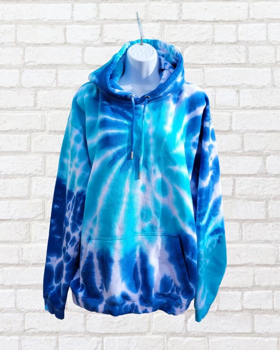 HOT Mens Hoodies Blue Ocean Tie Dye Hoodie Ocean Blue Tie