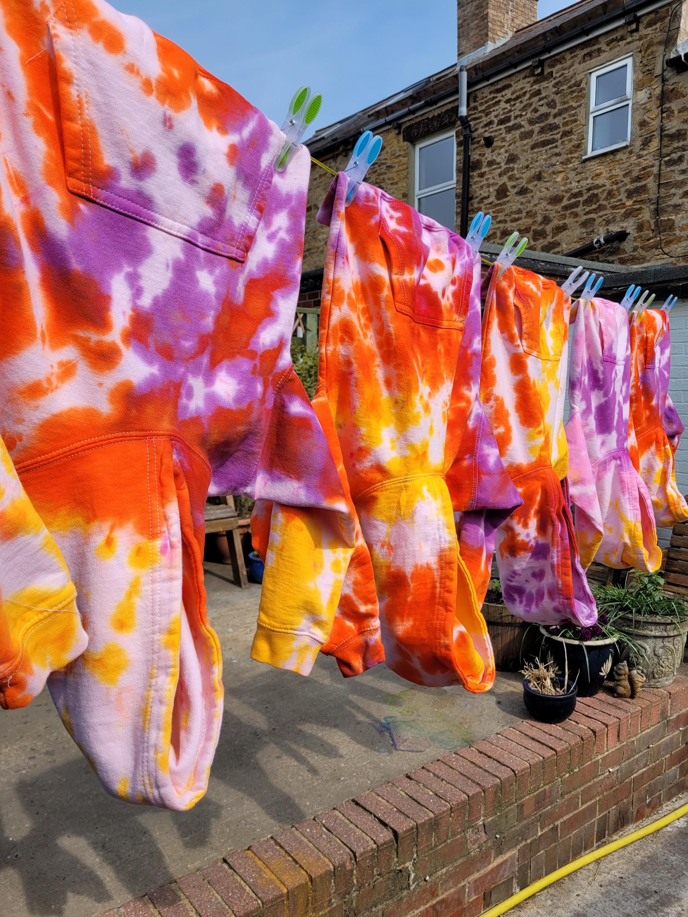 Girls Tie Dye Hoodie | Purple Orange Yellow