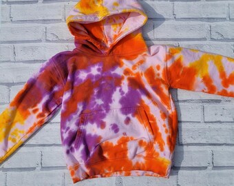 Girls Tie Dye Hoodie | Purple Orange Yellow