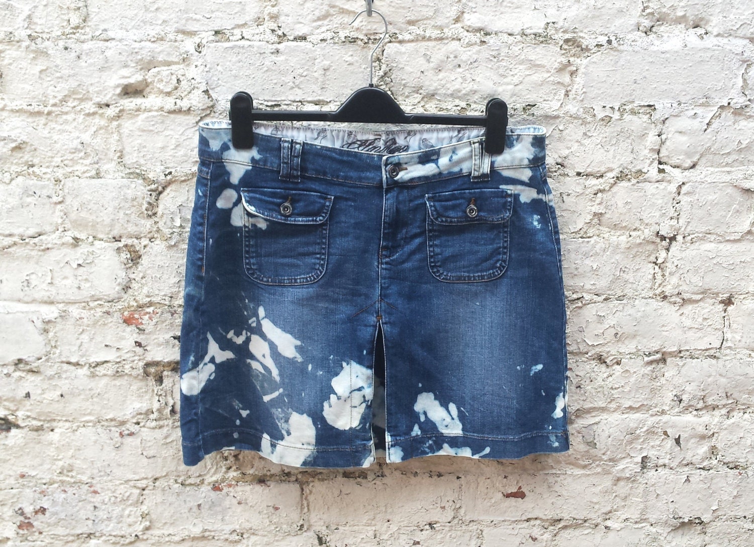 Image of Bleached Denim Skirt To Fit Uk Size  Or Us Size