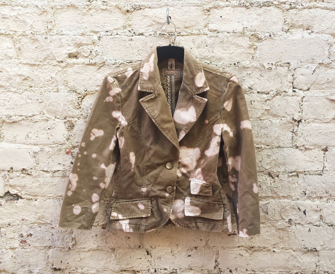 Bleach Dye Denim Jacket Tan to Fit UK Size 6 or US Size 2 Etsy
