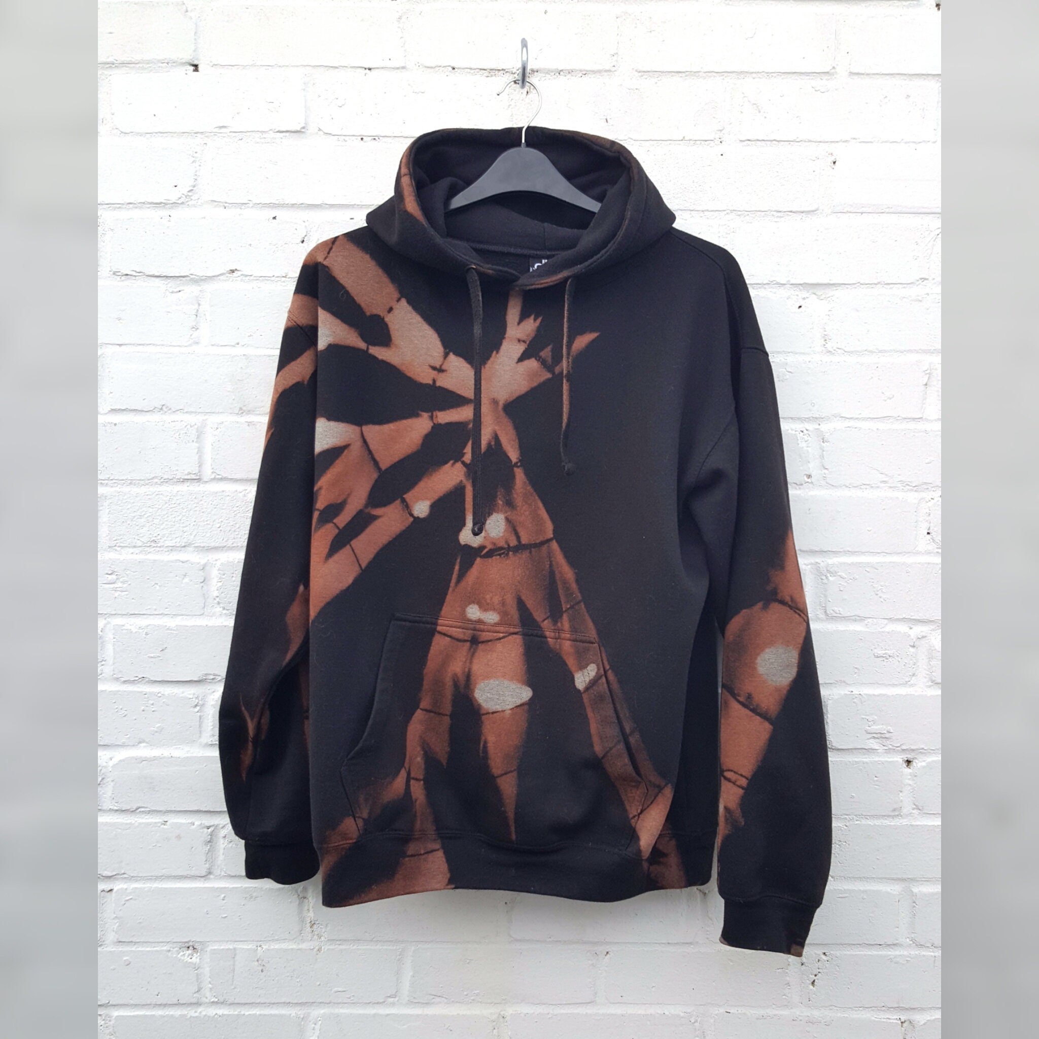 Bleach Tie Dye Hoodie Black Unisex ALL SIZES Etsy