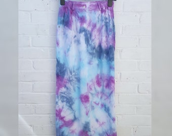 Long Denim Skirt Tie Dye Blue & Purple UK 6 / US 2
