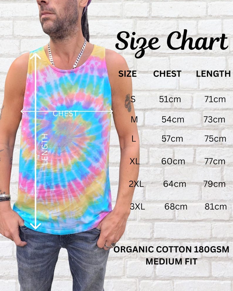 Mens Tie Dye Tank Top | Pink & Grey |Organic Cotton image 2