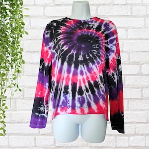 Long Sleeve Style Tie Dye Shirt | Organic Cotton | Moody Purple & Pinks