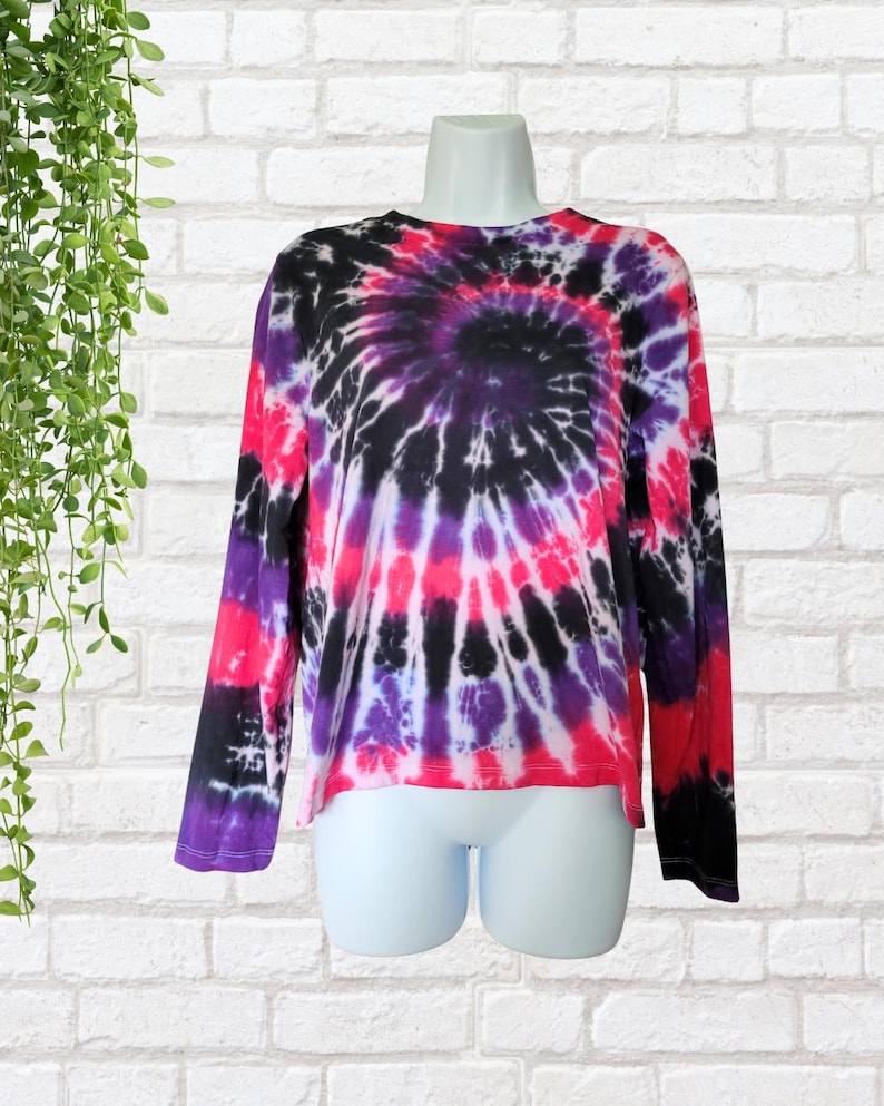 Long Sleeve Style Tie Dye Shirt | Organic Cotton | Moody Purple & Pinks
