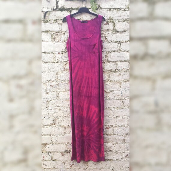 Boho Maxi Dress Tie Dye to fit UK Size 12 or US size 8 Pink & | Etsy