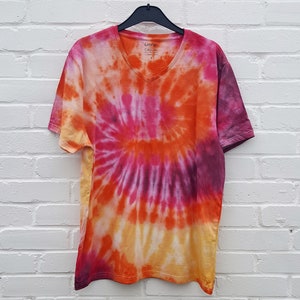 Tie Dye T-shirt | Red & Orange | Unisex Summer Fashion | size L