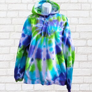 Tie Dye Hoodie | Organic Cotton | Purple Green Blue | Mens Sustainable Summer Fashion