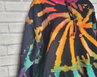 Rainbow Bleach Tie Dye Hoodie Black Unisex ALL SIZES - Etsy