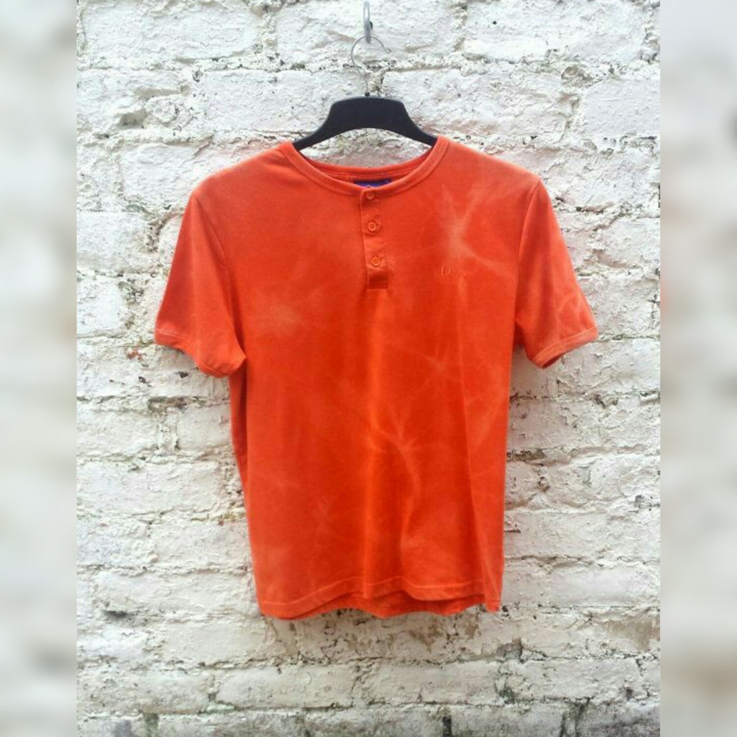 Image of Men's T-Shirt Orange Acid Wash Size S Upcycled