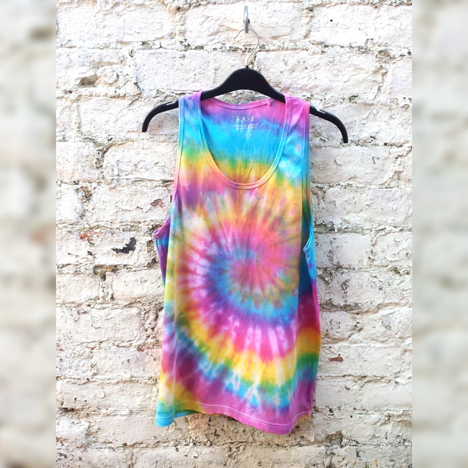 Image of Tank Tie Dye Mens Top Rainbow Spiral All Sizes