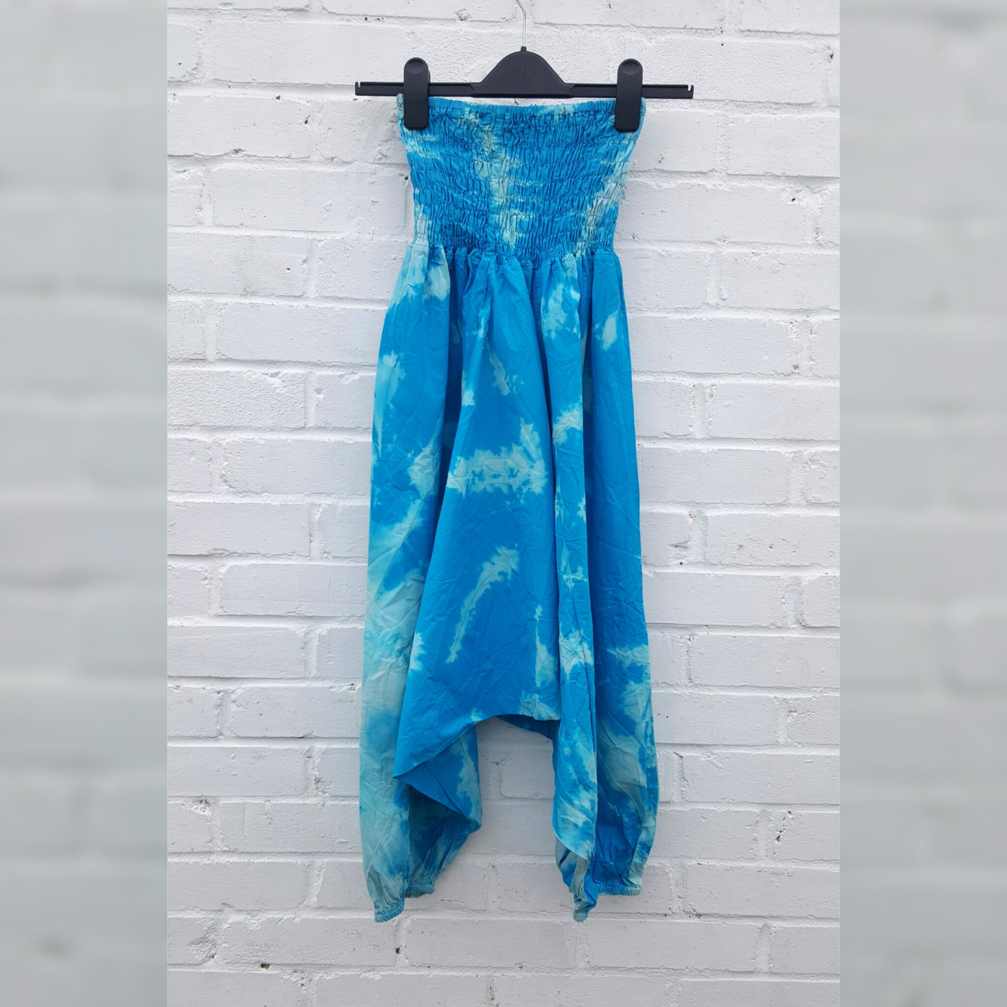 Image of Harem Pants Turquoise Acid Wash % Cotton Size S/M Unisex