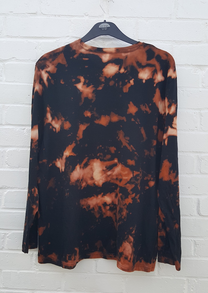 Bleach/Acid Wash Long Sleeve T-shirt Black Tie Dye | Etsy