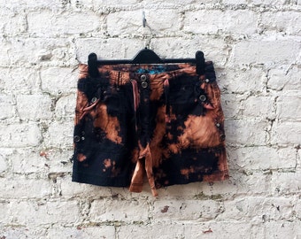 Upcycled Acid Wash Cargo Shorts Womens UK 12 / US 8