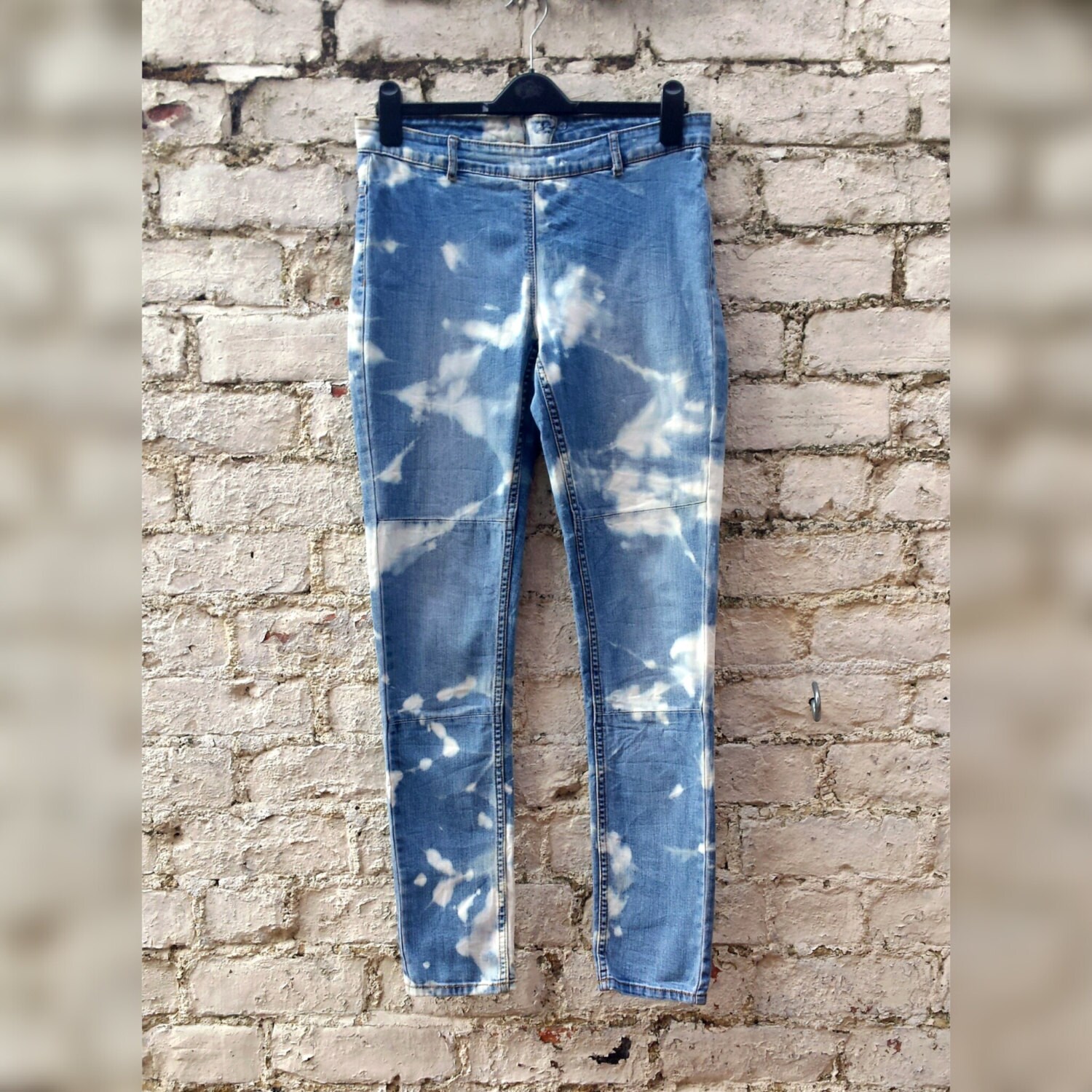 Skinny Jeans Bleach Dye High Waisted to fit UK size 14 or US Etsy