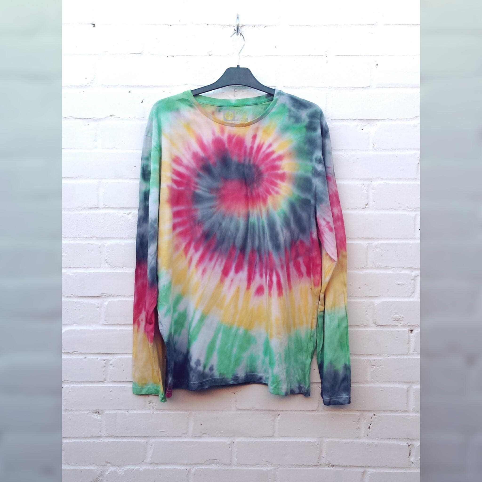 Rasta Tie Dye Sweater Mens Jumper ALL SIZES Long Sleeve Tee Etsy