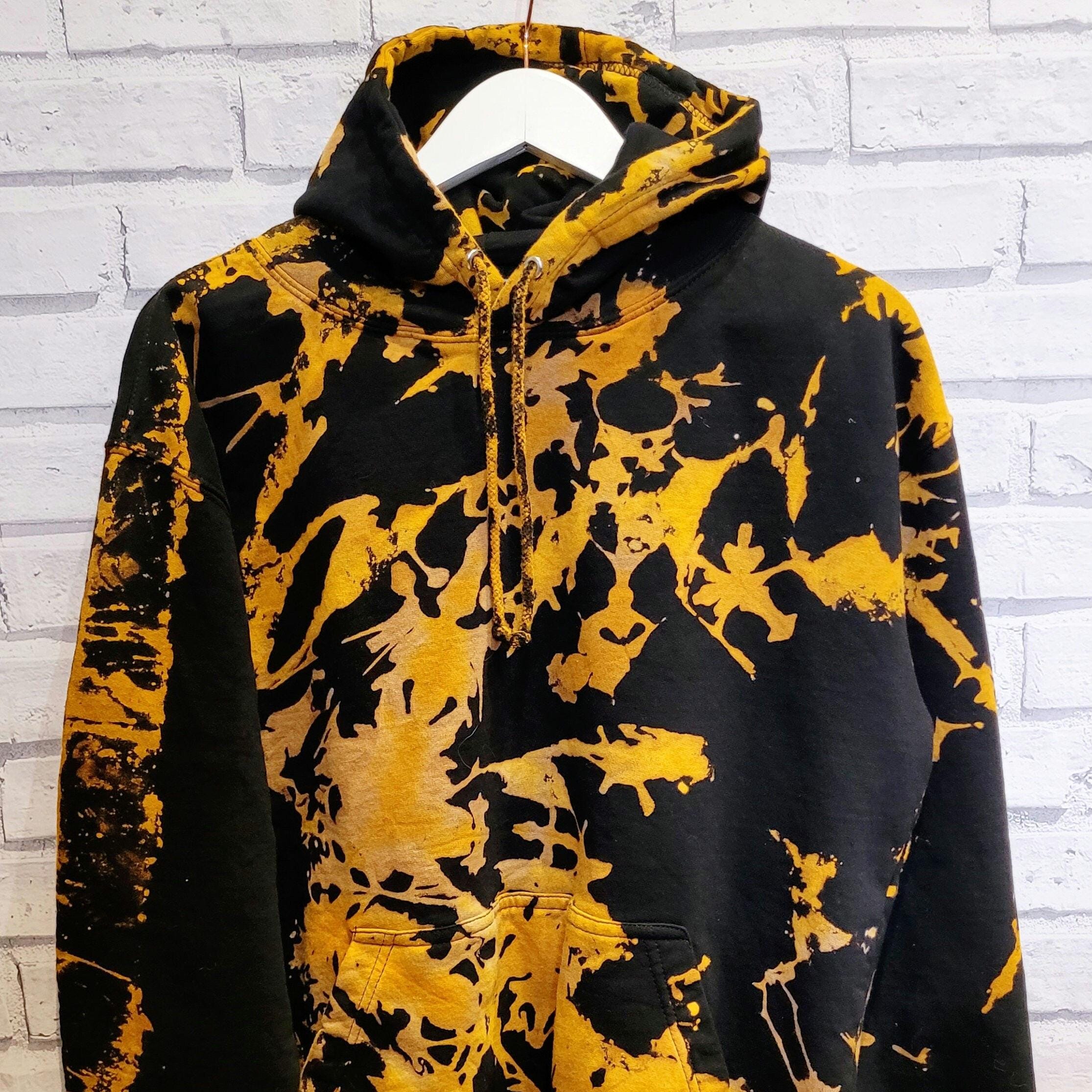 Yellow & Black Hoodie | Bleach Tie Dye | Unisex Summer Fashion
