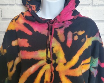 Rainbow Bleach Tie Dye Hoodie Black Unisex ALL SIZES - Etsy