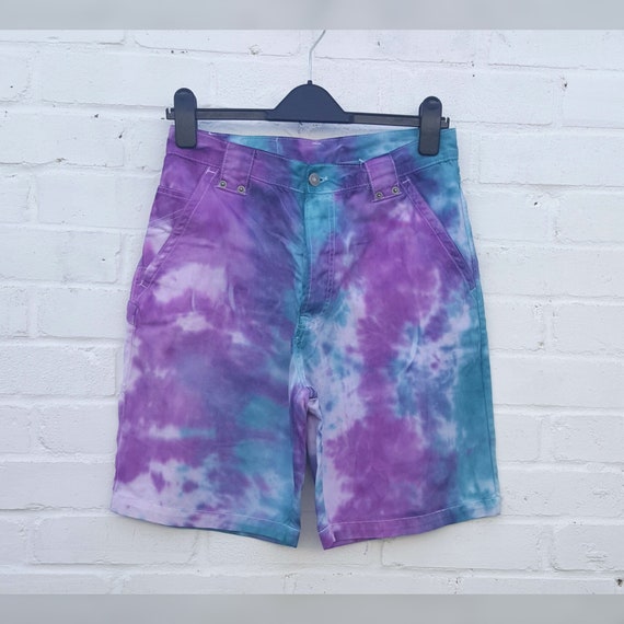 Long Shorts Tie Dye High Waist to Fit Womens UK Size 12 or US | Etsy