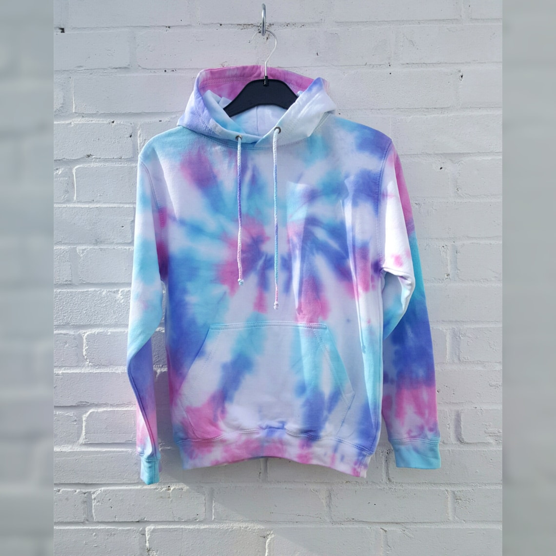 Fleece Blended Hoodie Coral Dream Blue and Pink Tie Dye main image 0