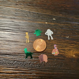 Andy&#39;s Room- Toy character shaped confetti, glitter, party foil, kids movies, throwback, woody, buzz, rex, story, toys, alien, ham