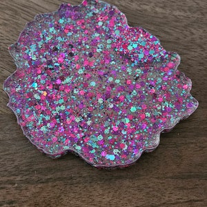 Cotton Candy glitter resin coaster- candy color, geode shaped, coaster, resin, house warming, home, table topper, no rings here, decoration