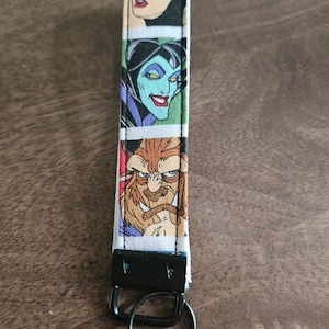 Villains-keyfob, keychain, fabric wristlet, wristlet, keyring, holder, key holder, bad guys, bad girls, disney, ursula, beast, eviil queen