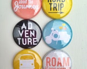 Set of 6 Road Trip Scrapbooking Flat Back Craft Badges