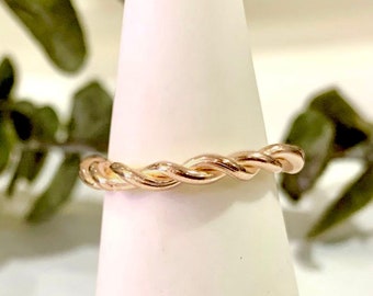 Solid Gold Ring, 14K, Rose Gold Rope Ring - THICK, Stackable 14 Karat Jewelry, Gift For Graduation Birthday Anniversary Bridesmaid Wedding