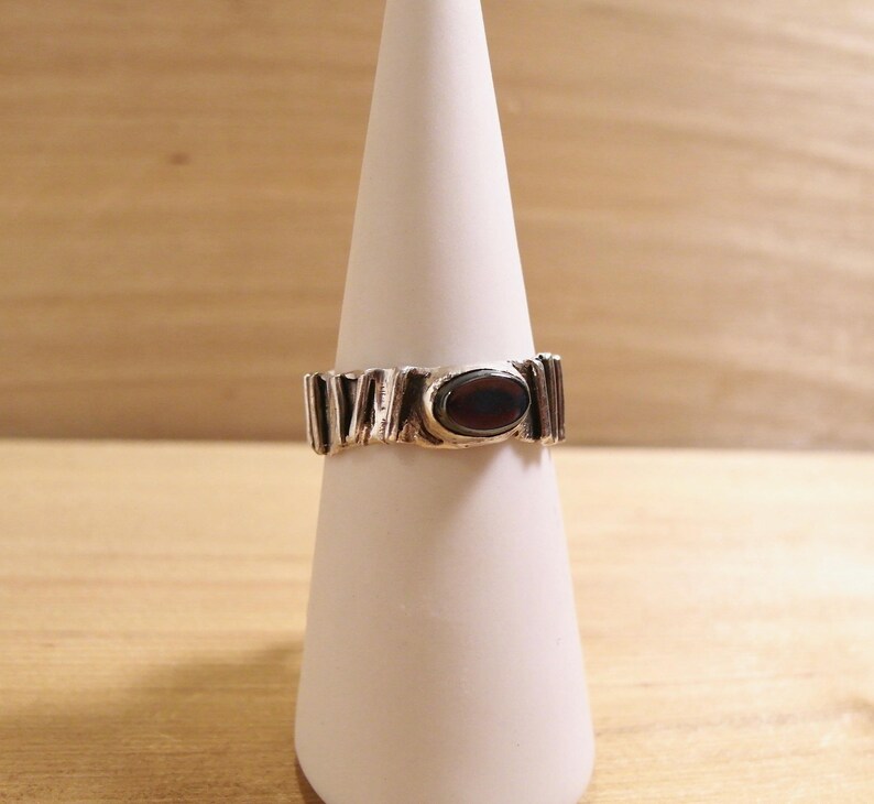 Band Ring Sterling Silver Ring Stone Setting Ring Silver Ring Band Ring Sterling Silver and Black Stone Unisex Band Ring