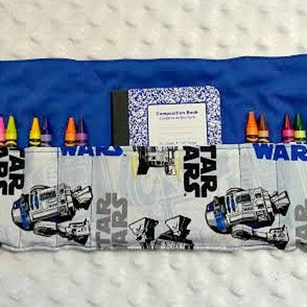 Crayon Roll, 3 Choices of Fabric, Birthday Gift, Boys Gift, Kindergarten Grad, Crayon Holder, Crayon Wallet, Crayon Organizer