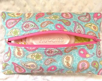 Soft Diaper Wipes Case, Paisley Wipes Case, Zipper Wipes Case, Wipes Case, Diaper Bag Accessory, Wipes Holder, Baby Shower Gift, Baby Gift