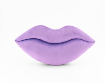 Lavender Lip Shaped Pillow Soft Plush Cuddle Smooch Valentine Throw Pillow - Small Size