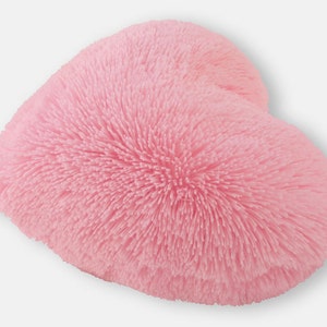 Fluffy Pink Heart Shaped Decorative Pillow Send a Hug Valentine's Day Gift for Her Small Size image 3