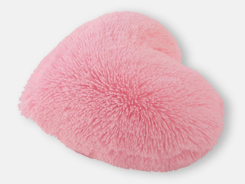 Fluffy Pink Heart Shaped Decorative Pillow Send a Hug Valentine's Day Gift for Her Small Size image 3